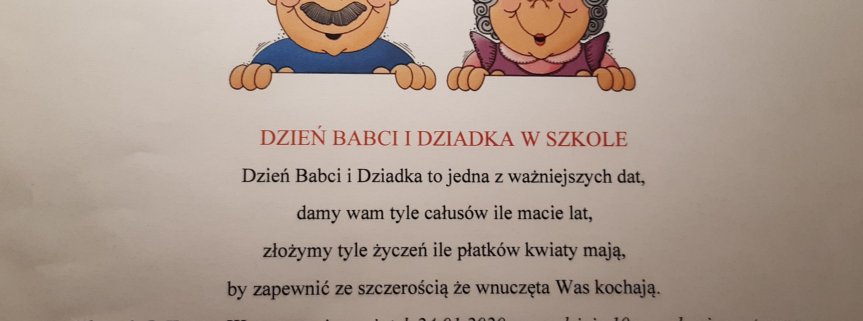 Zaproszenie od klas 0,I, II, III Na Dzień Babci i Dziadka w szkole